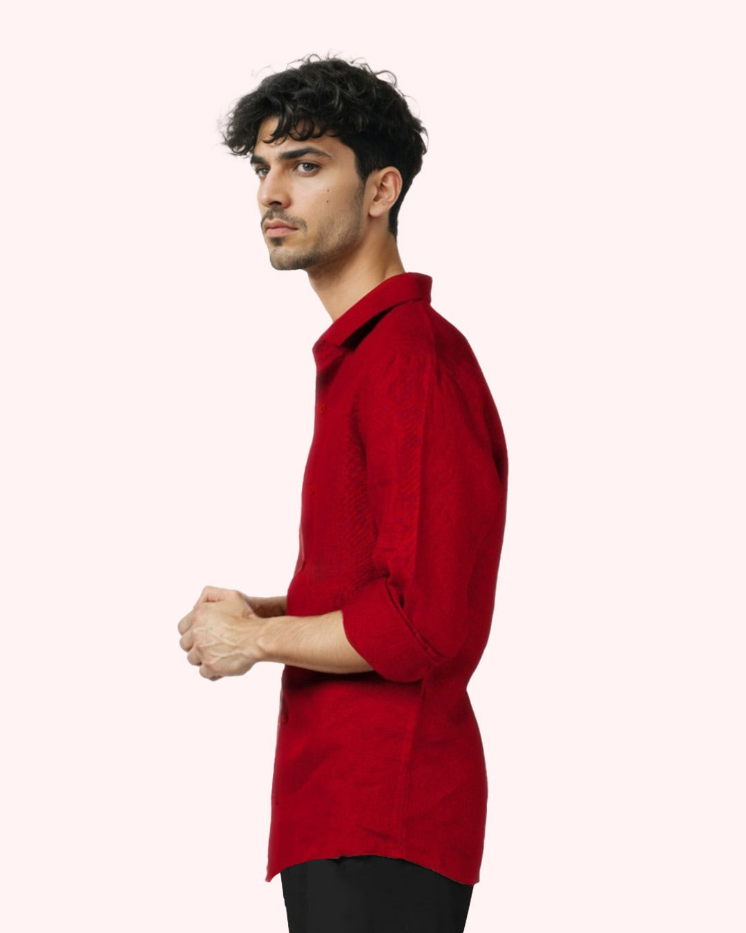 PURE LINEN CRIMSON RED FULL SLEEVE SHIRT