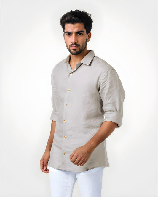 CREME PURE LINEN FULL SLEEVE SHIRT