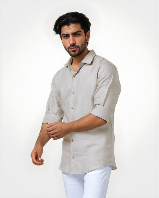 CREME PURE LINEN FULL SLEEVE SHIRT