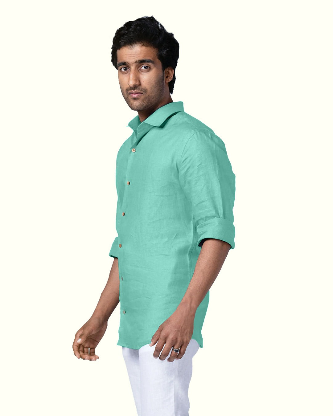 CYAN PURE LINEN FULL SLEEVE SHIRT